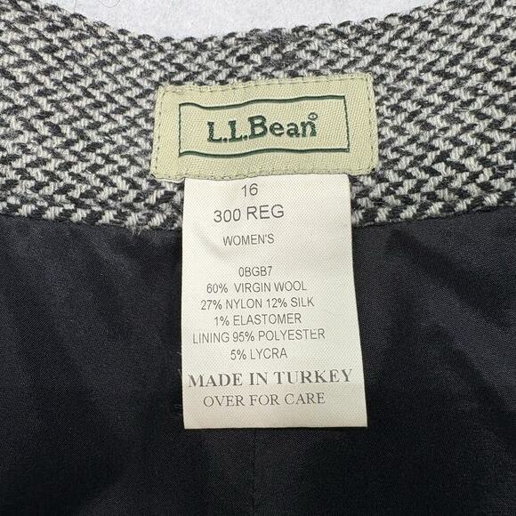 Vintage L.L. Bean Women’s Size 16 Gray Herringbone Virgin Wool Silk Trouser Pats - Picture 8 of 8